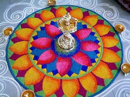 Moderigtigt Holi Rangoli -design