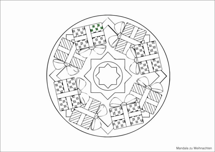 mandala joulua varten värityskuvat joulunvihreä sininen lahja