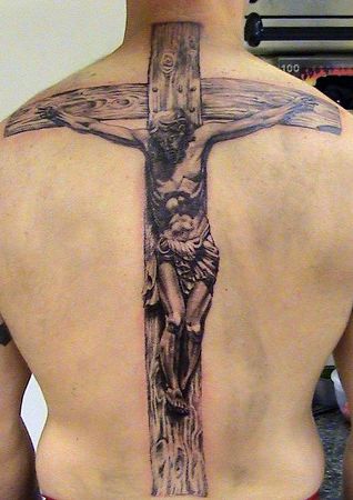 Jézus és a kereszt tetoválás tervezés