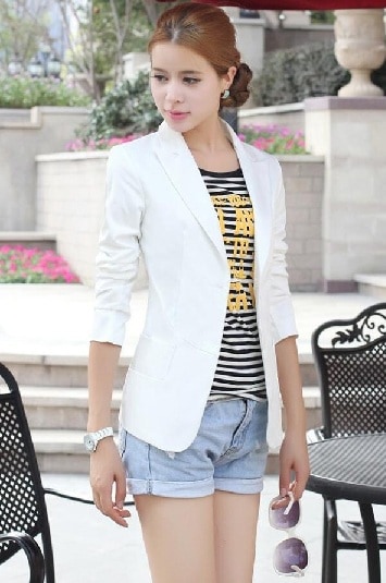 Hvid Casual Blazer Kvinder