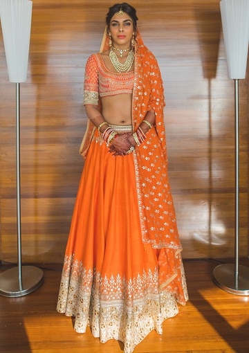 Narancssárga menyasszonyi Lehenga