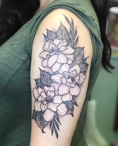Egy csomó Gardenia virág tetoválás tervezés