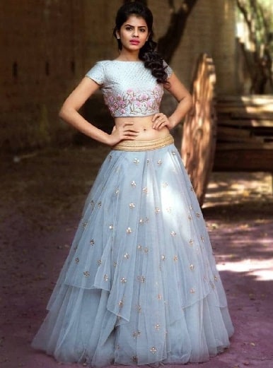 Szürke Flowy Lehenga