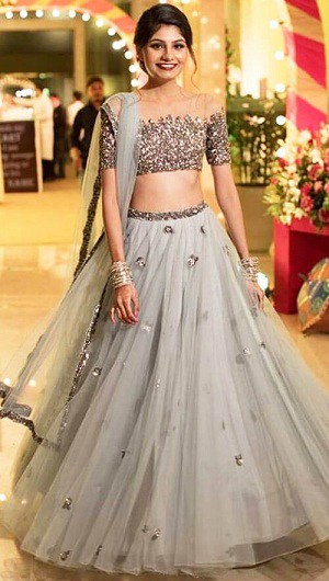 Grå net Lehenga Choli