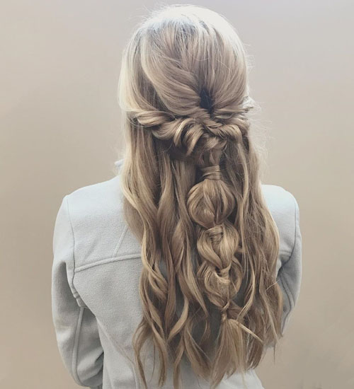 Boho lange frisurer til prom