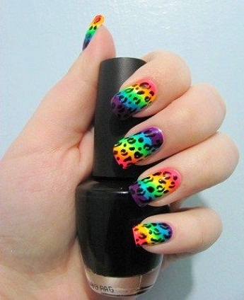 Rainbow Leopard Print Nail Art Design