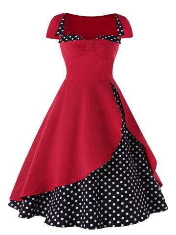 Sort og rød polka prik kjole