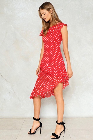 Rød polka kjole
