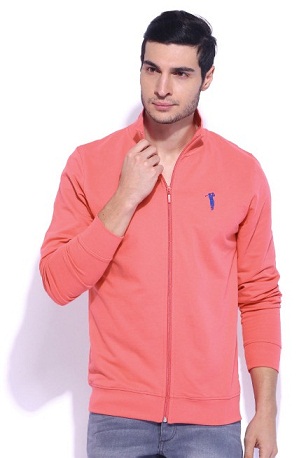 Trykt pink lynlås-sweatshirt