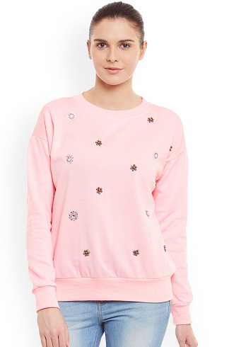 Nyomtatott rózsaszín női pulóver