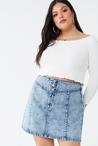 Plus størrelse denim nederdel