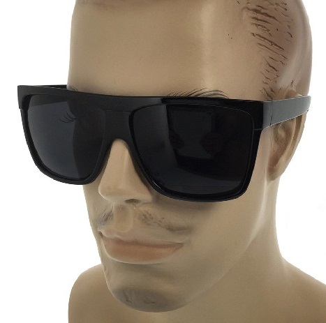 Mænds sorte solbriller med flad top: