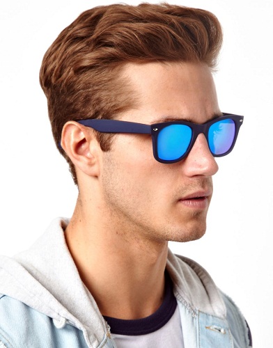 Wayfarer Style Blue Mirror Lens solbriller