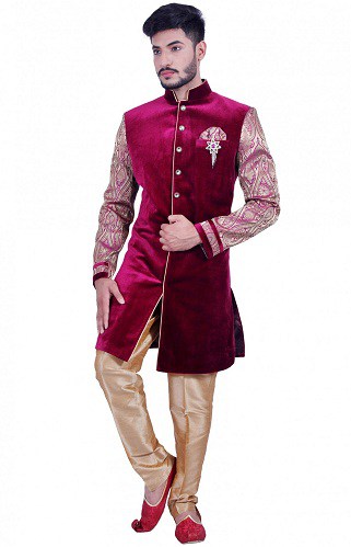 Bársonyos indo nyugati Sherwani