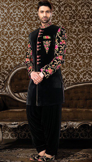 Fekete indo nyugati Sherwani