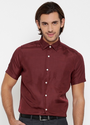 Half Sleeve Raw Silk Shirts til mænd
