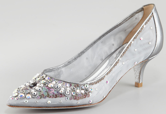 Ezüst cica sarkú női cipő