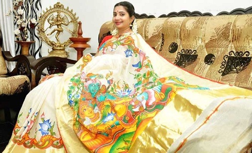 Onam nyomtatott Saree