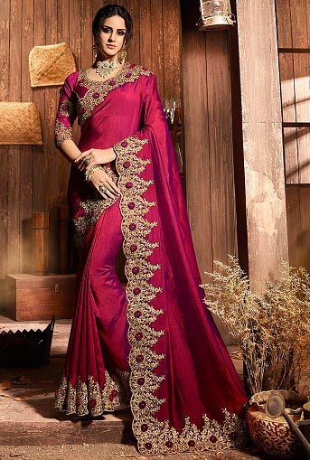 Pink Zardosi Saree