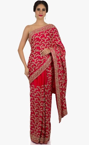 Rød Zardosi Saree