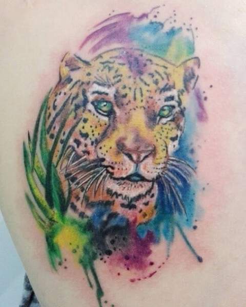 Akvarel tatoveringsdesign i leopard