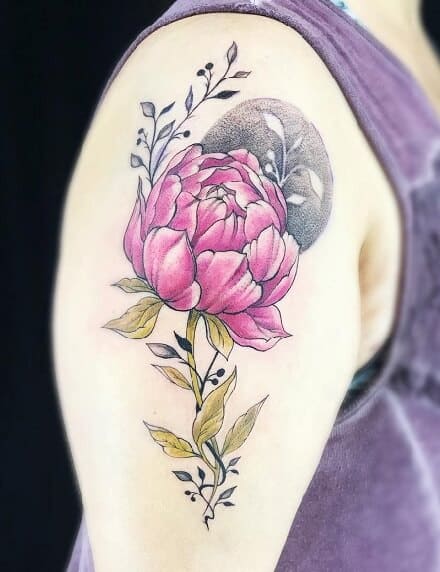 Bedste Peony Tattoo Design