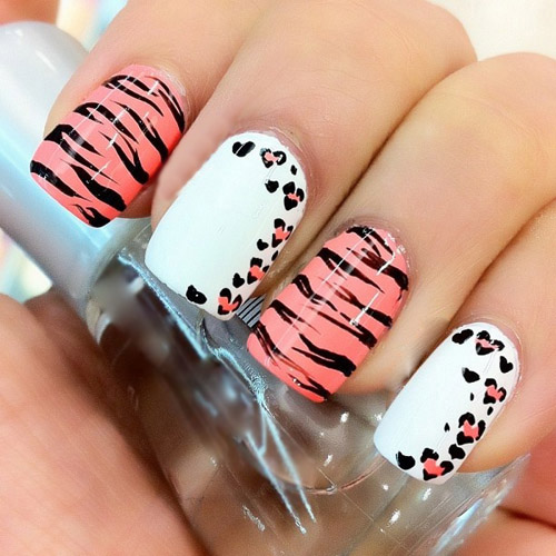 Leopard- og zebraudskrivning af neglekunstdesigner