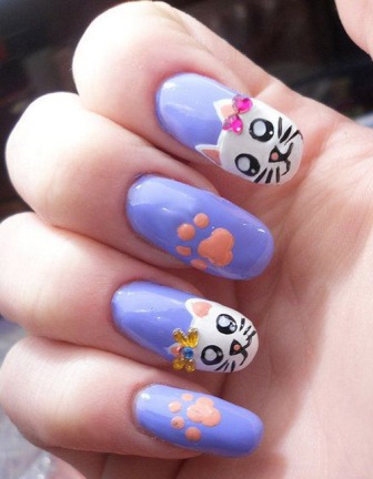 Cat Paw Print Nail Art Design