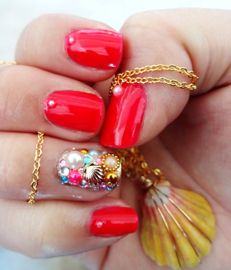 Red Nail designs med Jewelers