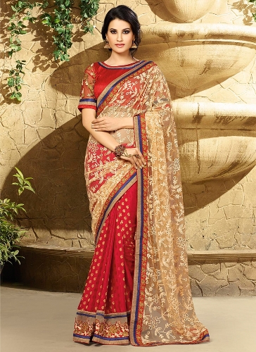 Jaquard Sarees-Georgette és Net Jacquard Sari 9