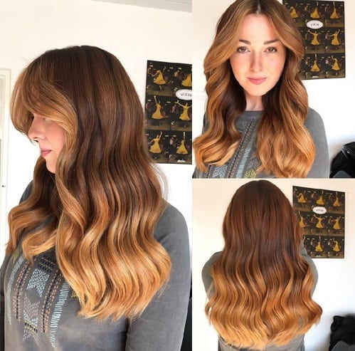Lysebrun Balayage til langt hår