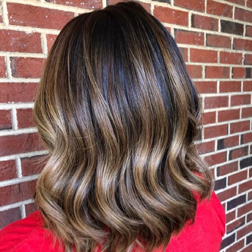 Karamel Balayage på medium hår