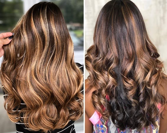 Karamel Balayage på langt hår