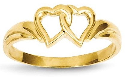 14 K reteszelt szív alakú gyűrű