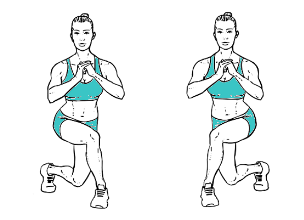 Curtsy Lunges - øvelser til at reducere sadeltasker