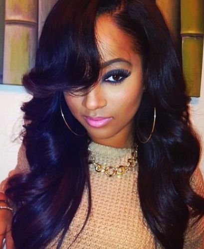 Curled Up Swoopy Side Fejet Bangs