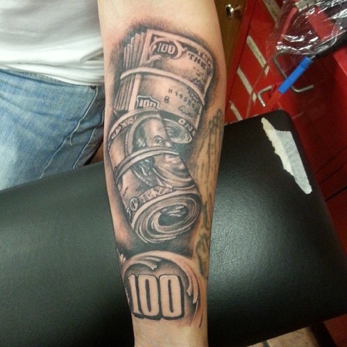 Stack Rolling Down Money Tattoos