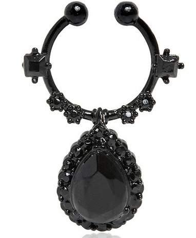 Sort metal stor næse ring