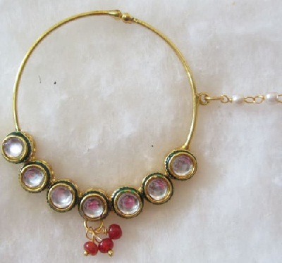 Kundan Big Nose Ring Hoop