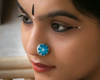 Big Blue Næse Stud