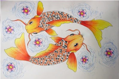 Guld Koi Fish Pisces Tattoo