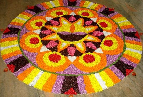 Diya Pookalam Rangoli Design