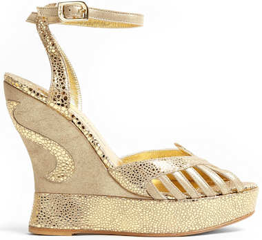 Mousserende guld kiler sandaler til damer