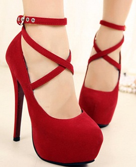 Højhælede kiler sandaler i rødt