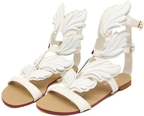Fairy Wings hvide kile sandaler til bryllup