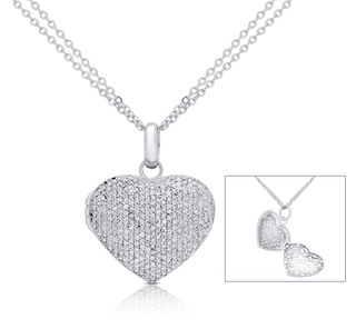 Diamond Heart Locket i sølv