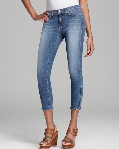 Capri jeans med lynlås