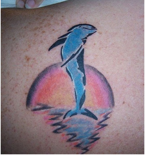 Delfin med en sol