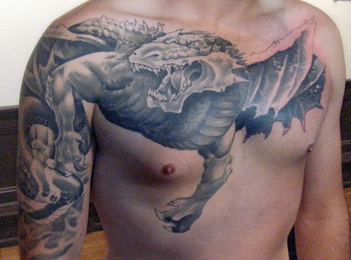 Chest To Arm Dragon Tattoo Designs til mænd