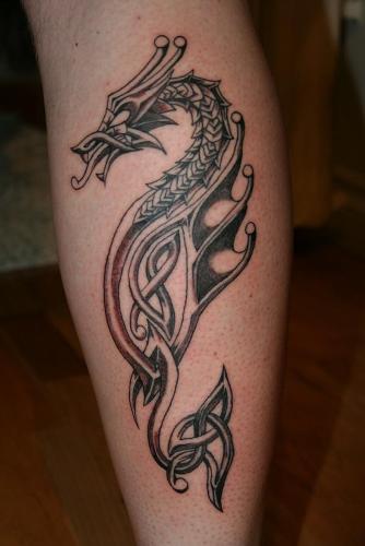 Gyönyörű kelta sárkány tetoválás tervezés